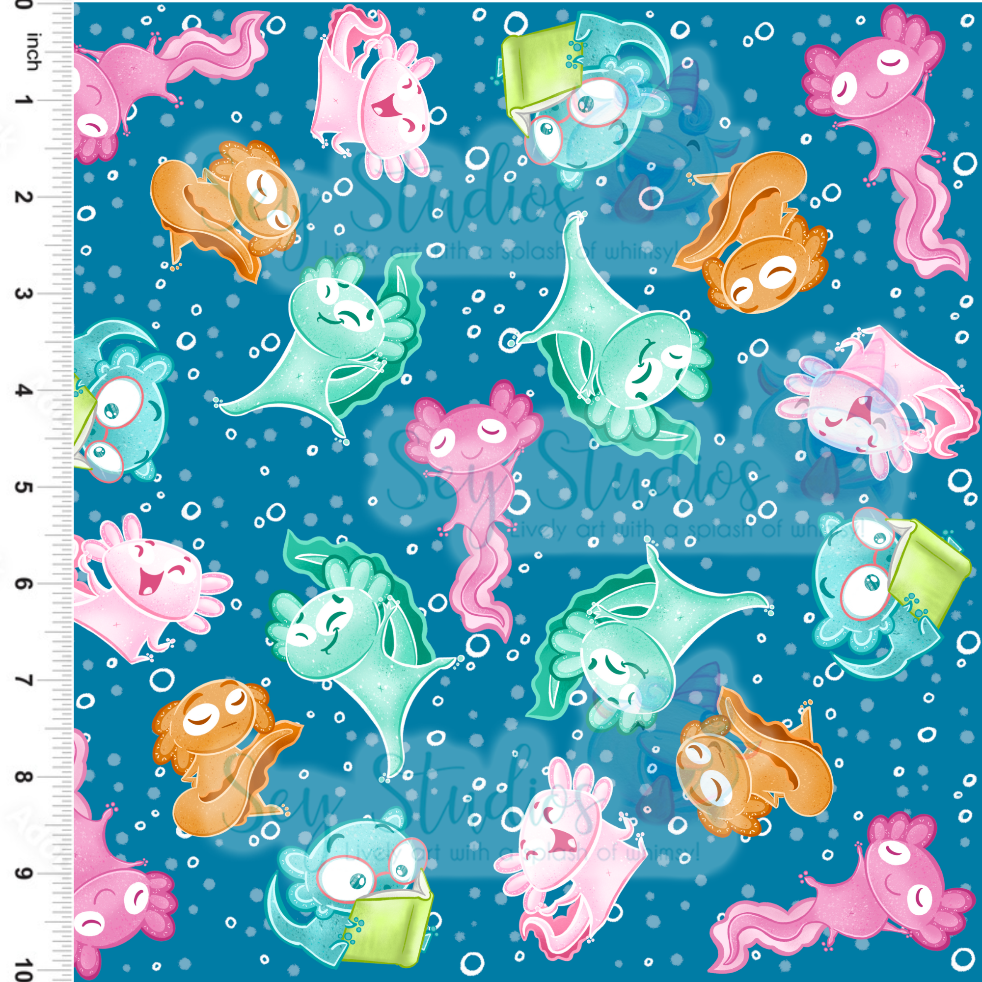 Sey Studios Axolotls Fabric