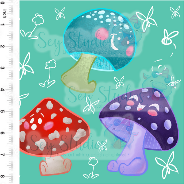 Sey Studios Fungi Friends Mushroom Buddies Fabric