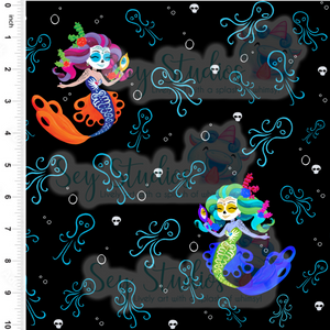 Sey Studios Day of the Dead Mermaid Fabric