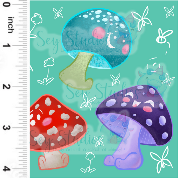 Sey Studios Fungi Friends Mushroom Buddies Fabric